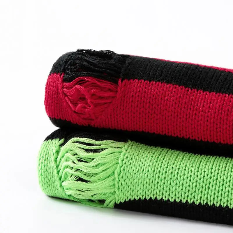 Black Stripe Sweaters Destroyed Ripped Sweater