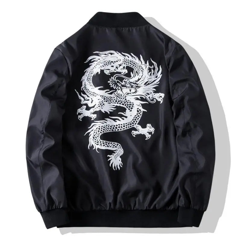 Bomber Jacket Men Chinese Dragon Embroidery Pilot Jacket