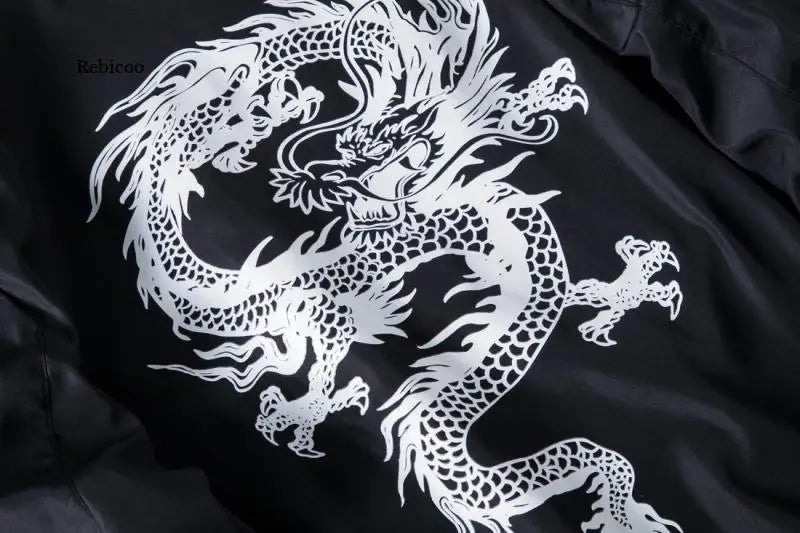 Bomber Jacket Men Chinese Dragon Embroidery Pilot Jacket
