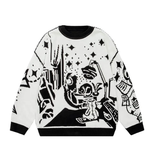 Anime Girl Vintage Knitted Sweater