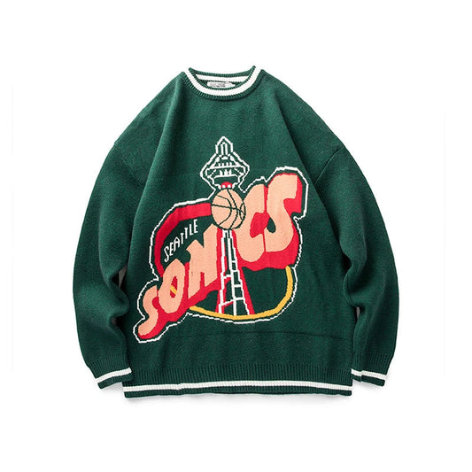 Autumn Winter Letter Graphic High Streetwear Men Sweater