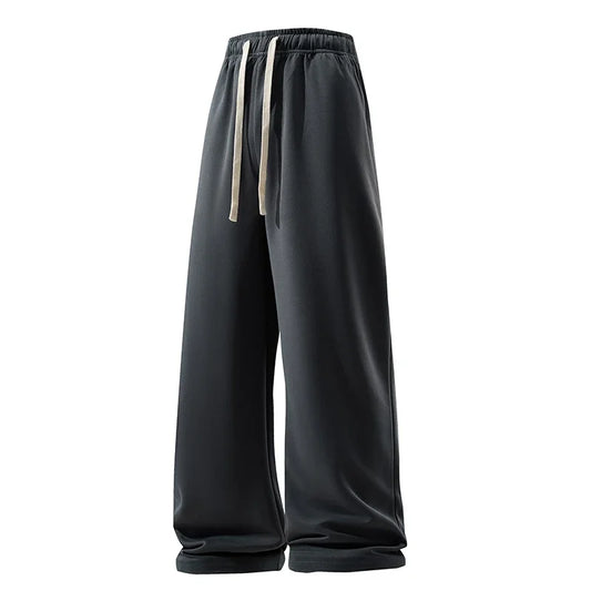 Versatile Elastic High Waist Drawstring Loose Straight Trouser